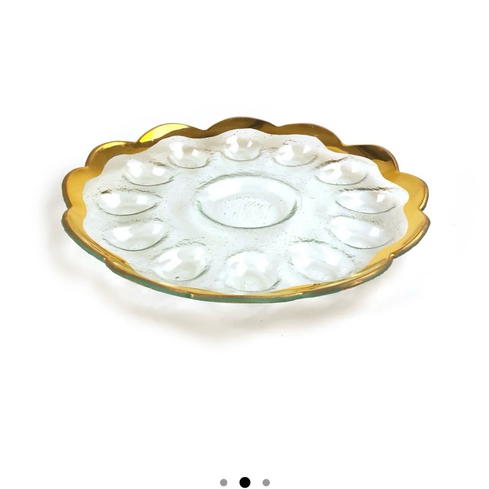Annie Glass Roman Antique Deviled Egg Platter (never used!)